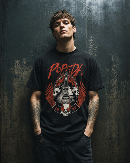 Popeda Guitar & Skulls Unisex T-paita