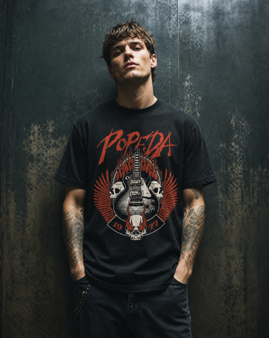 Popeda Guitar & Skulls Unisex T-paita